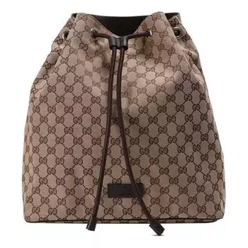 Сумка men's logo drawstring canvas bucket bag backpack one size brown Gucci, коричневый
