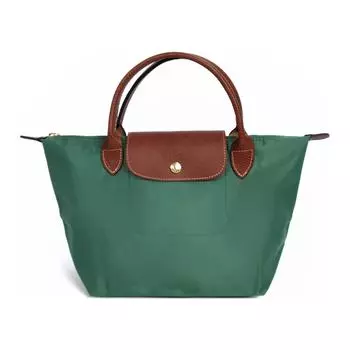 Сумка-мешки Le Pliage из полиамидного холста с кожей, женская, небольшого размера, цвет шалфей LONGCHAMP