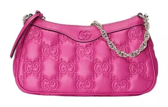 Сумка-мешок через плечо GG Matelass Leather Mahjong, женские сумки цвета фуксии GUCCI