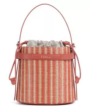 Сумка-мешок Giove Mini Bucket из рафии, зерненой кожи Furla, оранжевый