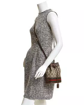 Сумка-мешок Gucci Ophidia Mini GG Supreme из ткани и кожи, коричневый
