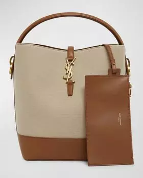 Сумка-мешок Le 37 YSL из холста и кожи Saint Laurent, цвет Desert/Dust Brick