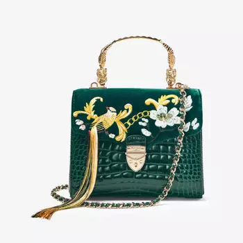 Сумка-Мешок Midi Mayfair Limited Edition из бархата с верхней ручкой Aspinal Of London, зеленый