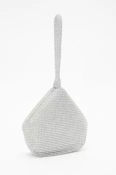 Сумка-мешок с переливающимися серебристыми стразами QUIZ Clothing