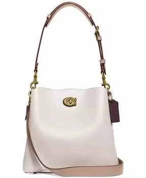 Сумка-мешок Willow из галечной кожи со съемными ремнями Coach, белый