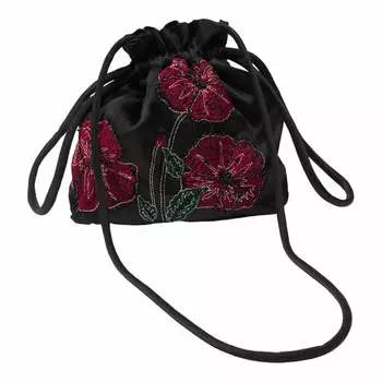 Сумка-мешок Zara With Floral Embroidery, черный