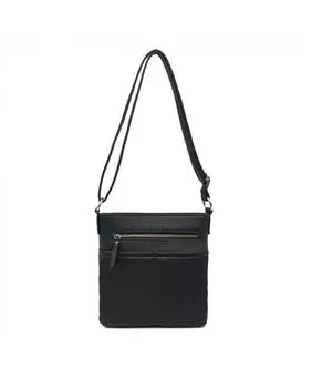 Сумка-мессенджер/через плечо с тройной молнией JFY, черный