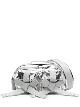 Сумка-мессенджер Classic Bow с эффектом металлик Simone Rocha, серебристый