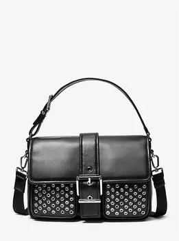 Сумка-Мессенджер Colby среднего размера из кожи с люверсами Michael Kors, черный