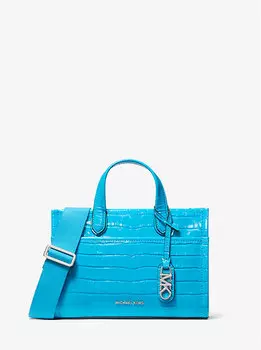 Сумка-мессенджер Gigi Small из тисненой кожи под крокодила Michael Kors, синий