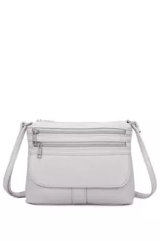 Сумка-мессенджер из искусственной кожи с четырьмя молниями Fontanella Fashion, серый