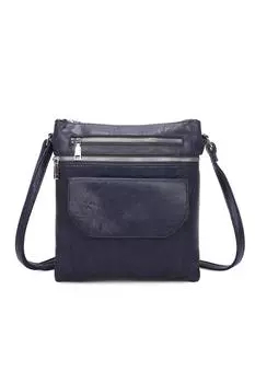 Сумка-мессенджер из искусственной кожи Yon с тремя карманами на молнии и одним карманом с клапанами Fontanella Fashion, синий