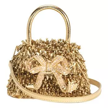 Сумка-мессенджер из коровьей кожи, сумка через плечо, мини-сумка, женская, золотистая Self-portrait