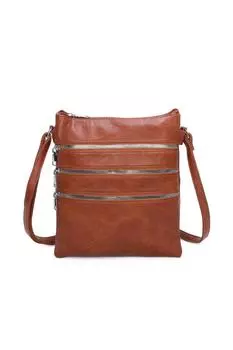 Сумка-мессенджер Khamsa из искусственной кожи с пятью карманами на молнии Fontanella Fashion, коричневый