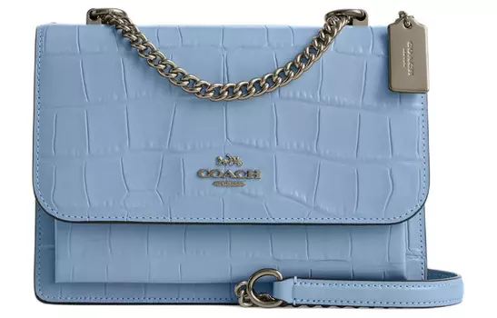 Сумка-мессенджер Klare Leather Small Square Bag, сумка через плечо, женская, бронзовая с васильковым оттенком COACH