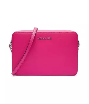 Сумка-мессенджер кожаная Michael Kors Jet Set Travel, фуксия