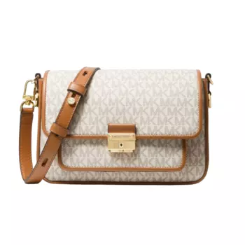 Сумка-мессенджер Michael Michael Kors Bradshaw Medium Logo And Leather, ванильный