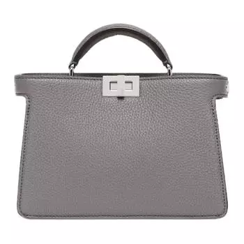 Сумка-мессенджер Peekaboo ISeeU из телячьей кожи, серая, мужская FENDI