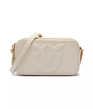 Сумка-мессенджер Pinko из натуральной кожи, экрю