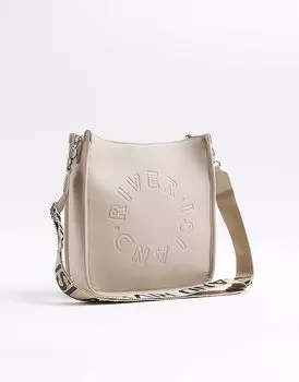 Сумка-мессенджер River Island Logo бежевого цвета