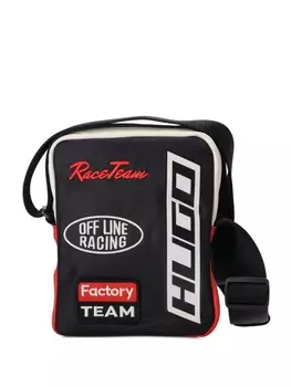 Сумка-мессенджер с аппликацией HUGO, черный