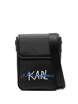 Сумка-мессенджер с логотипом KARL LAGERFELD, черный