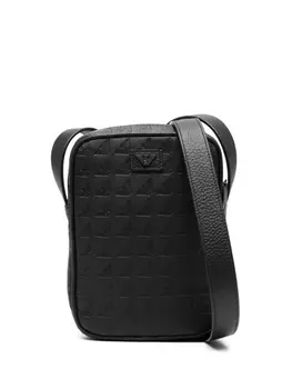 Сумка-мессенджер с тисненым логотипом Emporio Armani, черный