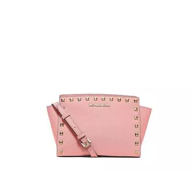 Сумка-мессенджер с заклепками Michael Kors Selma, цвет Pale Pink