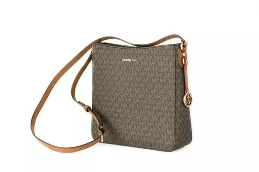 Сумка-мессенджер Signature Jet Set Large Signature Messenger Crossbody (коричневая Signature) Michael Kors