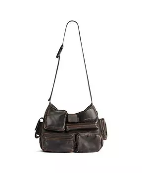 Сумка-мессенджер Superbusy с эффектом поношенности Balenciaga, коричневый