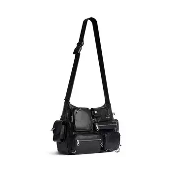 Сумка-мессенджер Superbusy с пирсингом BALENCIAGA, черный