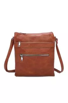 Сумка-мессенджер Tiguna из искусственной кожи с тремя карманами Fontanella Fashion, коричневый