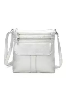 Сумка-мессенджер Vier из искусственной кожи с четырьмя молниями Fontanella Fashion, серебро