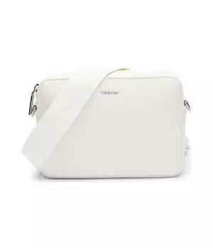 Сумка мессенджер женская Calvin Klein с логотипом бренда, экрю