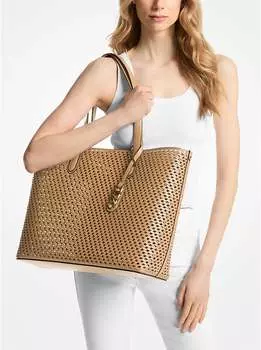Сумка Michael Kors Eliza Extra-Large Hand-Woven Leather Tote, светло-коричневый
