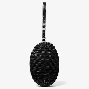 Сумка Michael Kors Gramercy Rattan and Crocodile Embossed Leather, черный