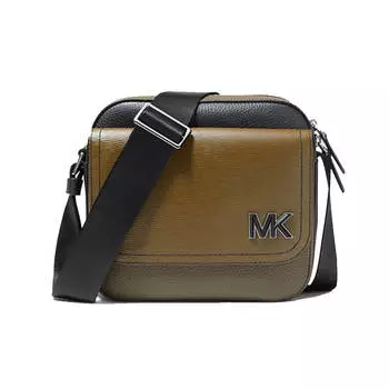 Сумка Michael Kors Hudson Color-Blocked Leather Messenger, оливковый