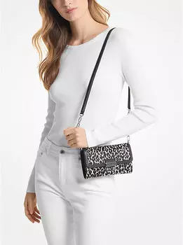 Сумка Michael Kors Tribeca Large Leopard Print Calf Hair Convertible Crossbody, черный