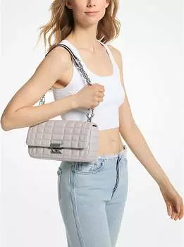 Сумка Michael Kors Tribeca Large Quilted Leather Shoulder, серый