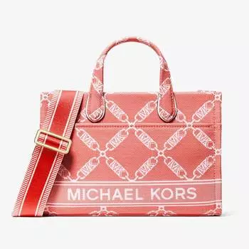 Сумка Michael Michael Kors Gigi Small Empire Logo Jacquard Messenger, красный/белый