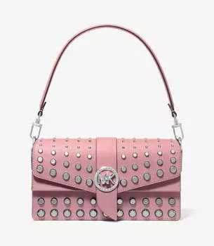 Сумка Michael Michael Kors Greenwich Medium Studded Saffiano Leather Shoulder, пастельный розовый