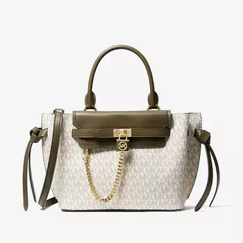Сумка Michael Michael Kors Hamilton Legacy Small Logo Belted, бежевый/оливковый