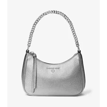 Сумка Michael Michael Kors Jet Set Charm Small Metallic Pebbled Leather Pochette, серебристый