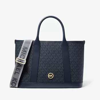 Сумка Michael Michael Kors Luisa Medium Signature Logo Satchel, темно-синий
