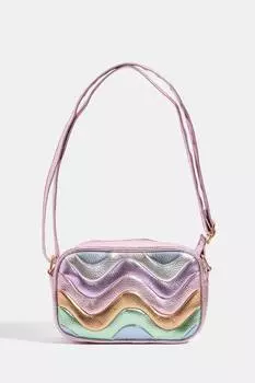 Сумка Millie пастельно-розового цвета на длинном ремешке с развевающимся радужным мотивом Skinnydip, розовый