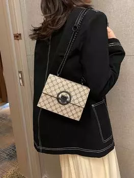 Сумка-мини с декором, черный / коричневый