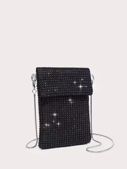 Сумка-мини со стразами, черный