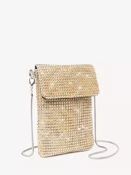 Сумка-мини со стразами, золотой