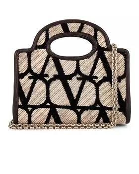 Сумка мини Valentino Garavani Le Troisieme Toile Iconographe Micro Tote, цвет Naturale, Nero, & Fondant