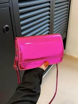 Сумка миниатюрная квадратная, ярко-розовый